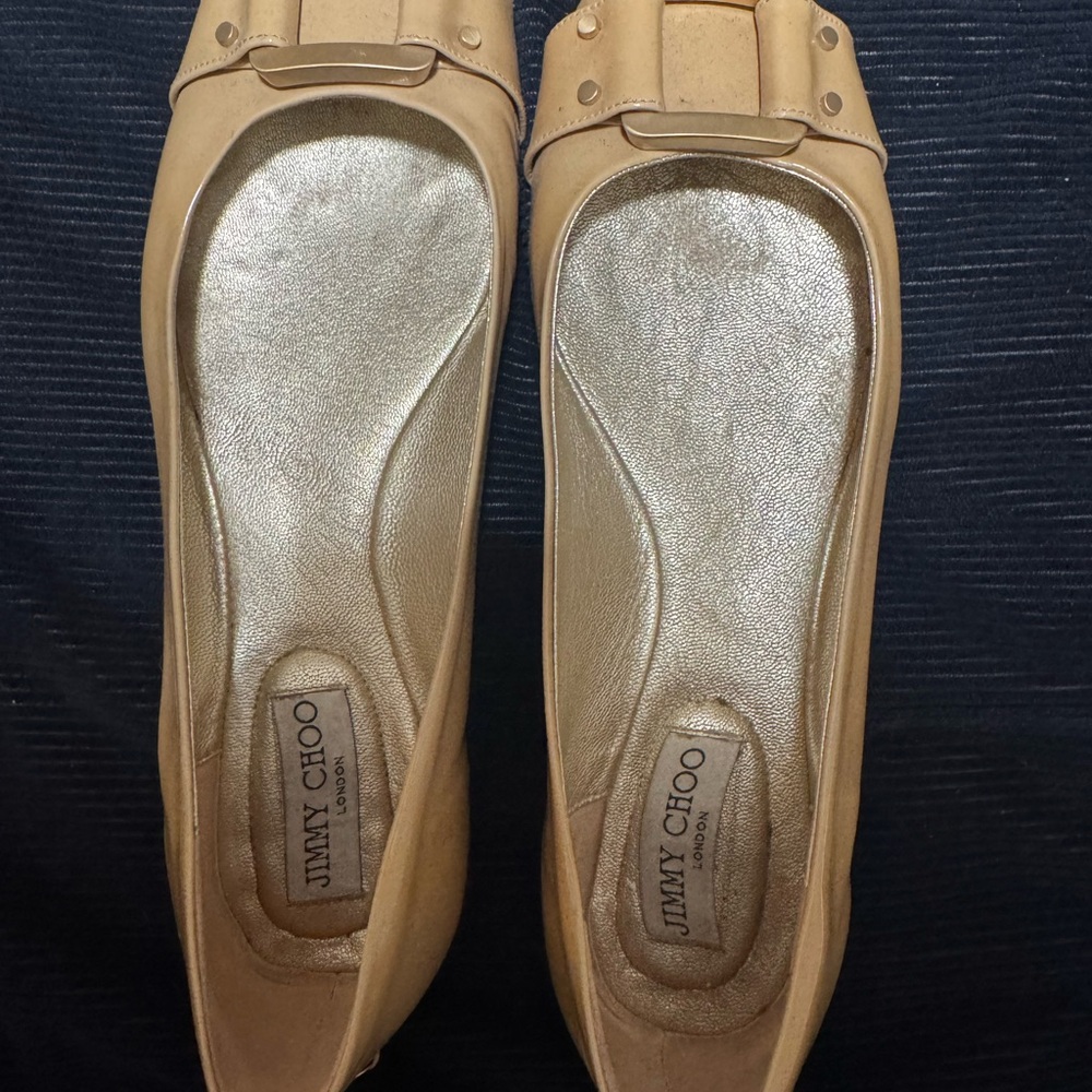 Jimmy Choo Tan Leather Flats Timeless Design
